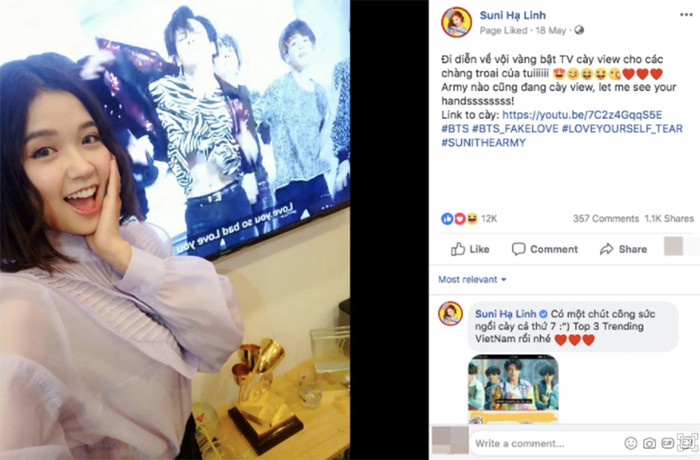 Suni Hạ Linh cũng 'cày view' như bất kì fan Kpop nào.
