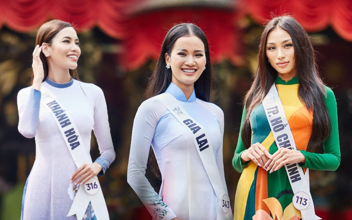 Lê Hoàng Phương - Hương Ly - Bảo Ngọc đọ sắc với áo dài nền nã Ảnh 2