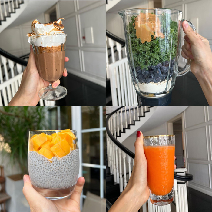 Cô chăm chỉ uống đồ uống Healthy để tăng cường sức đề kháng và giữ được một làn da đẹp 