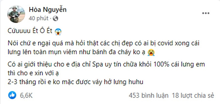 Hòa Minzy gặp di chứng mụn viêm hậu Covid - 19.