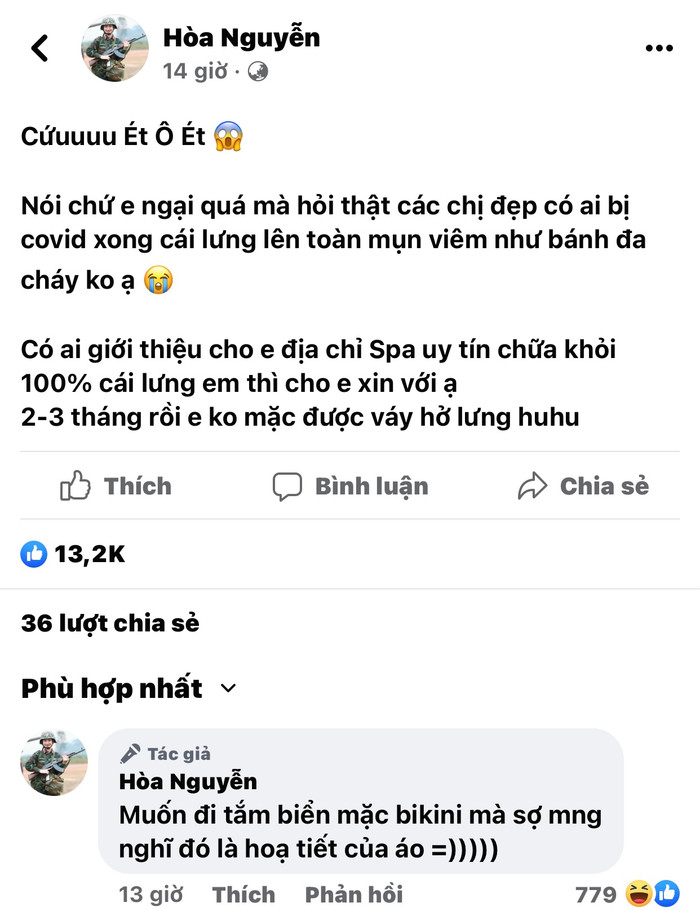 Cô nàng chia sẻ hài hước về tấm lưng 'như bánh đa cháy' của mình.