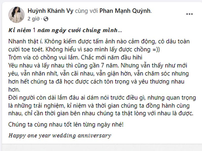 Bài đăng của bà xã Phan Mạnh Quỳnh.
