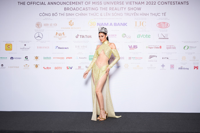 Chiếc đầm vừa kim sa lấp lánh như viên kim cương, vừa cắt xẻ toàn chỗ 'hiểm hóc' thì đêm nay xin phép cho Khánh Vân được dành trọn spotlight với diện mạo này. 