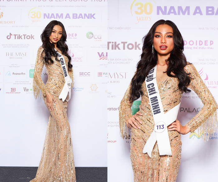 Ngô Bảo Ngọc khoe vẻ quyến rũ trong bộ trang phục xuyên thấu 'nhẹ' phần dưới, ôm sát vào từng đường nét cơ thể hoàn hảo. 