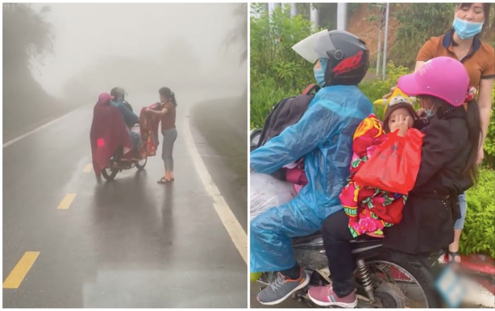 Cặp vợ chồng chở con mệt lả, vượt gần 400km dưới trời mưa lạnh và hành động của anh tài xế gây xôn xao Ảnh 2