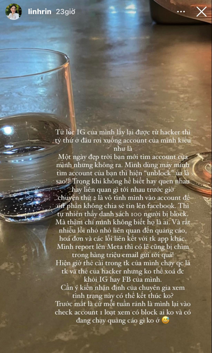 Linh Rin đã chia sẻ về điều mà cô lo lắng suốt thời gian vừa qua. 