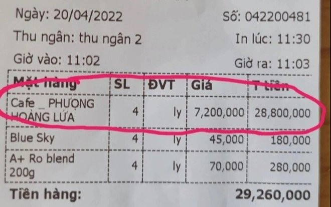 4 ly cà phê tại Bảo Lộc có giá 28,8 triệu đồng Ảnh 2