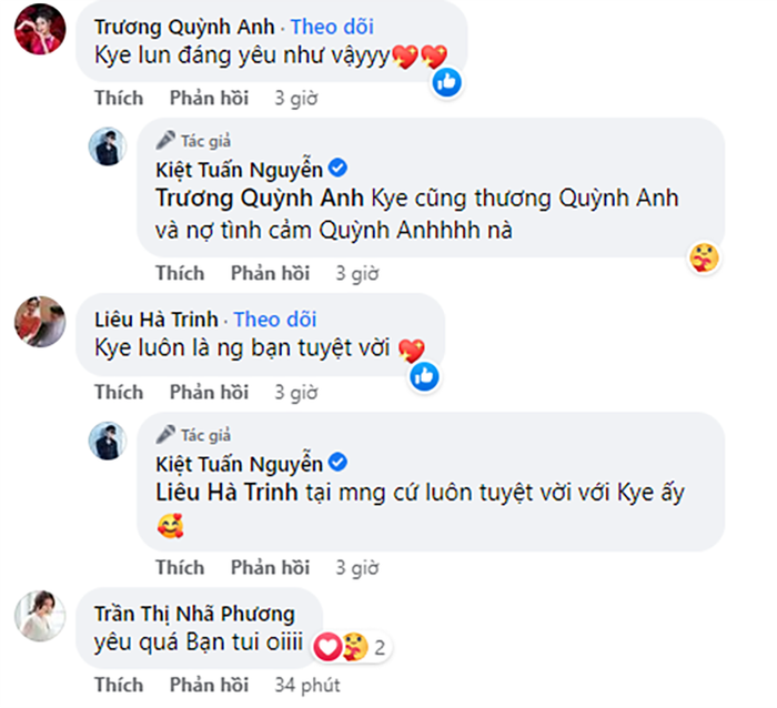Trương Quỳnh Anh, Liêu Hà Trinh, Nhã Phương,... để lại bình luận dưới bài đăng.