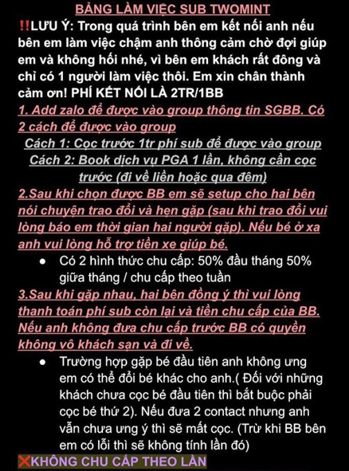 Quy cách làm việc của 'tú bà' Vy