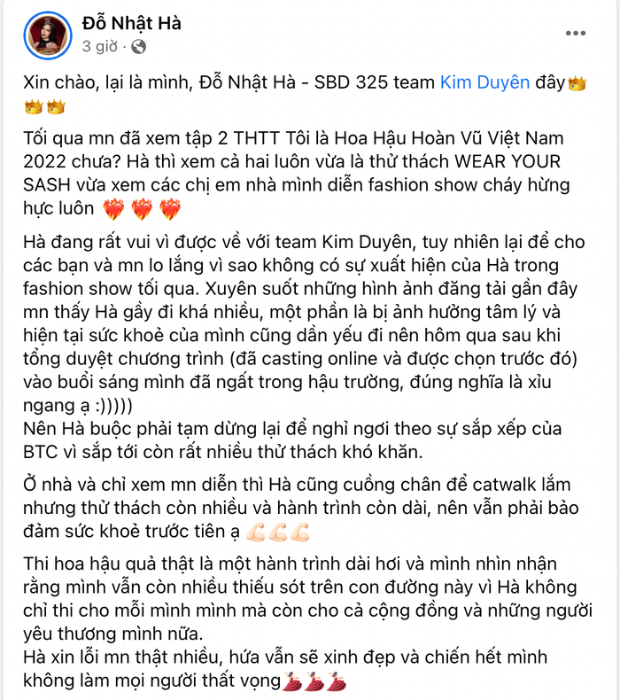 DĐỗ Nhật Hà lên tiếng về sự vắng mặt của mình trong đêm diễn