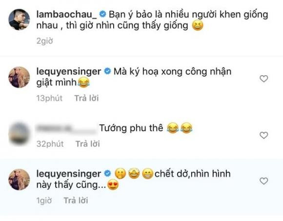 Những bình luận của Lệ Quyên dưới bài đăng.