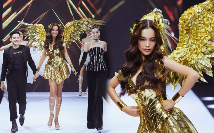 Hoa hậu Khánh Vân lần đầu lấn sân thiết kế, chọn Hoàng Phương làm vedette quá 'cháy' Ảnh 2