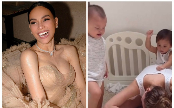 'Mẹ bỉm nhọc nhất' showbiz gọi tên Hà Hồ: Tập yoga cũng không yên với trò nghịch của Lisa - Leon Ảnh 2