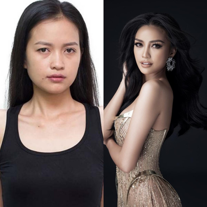 Màn dậy thì thành công phải kể đến Ngọc Châu khi so với ảnh thời còn 'phèn' với tỷ lệ xương cằm kém gọn thì nhan sắc hiện tại quá khác biệt. Khi không có sự phù phép của lớp trang điểm, Ngọc Châu không mấy ấn tượng với gương mặt không nổi bật, nhưng khi make up kỹ càng thì người đẹp hoàn toàn lột xác trở thành sắc sảo khó cưỡng.