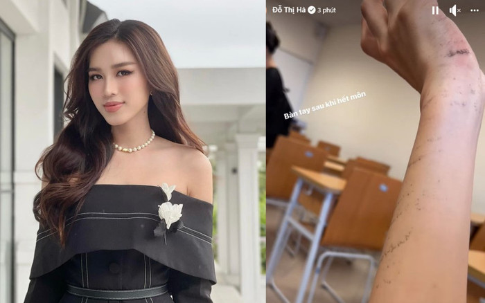 Đỗ Thị Hà để lộ bàn tay lấm lem sau thi hết môn: Đúng là Hoa hậu chăm học nhất Vbiz Ảnh 2
