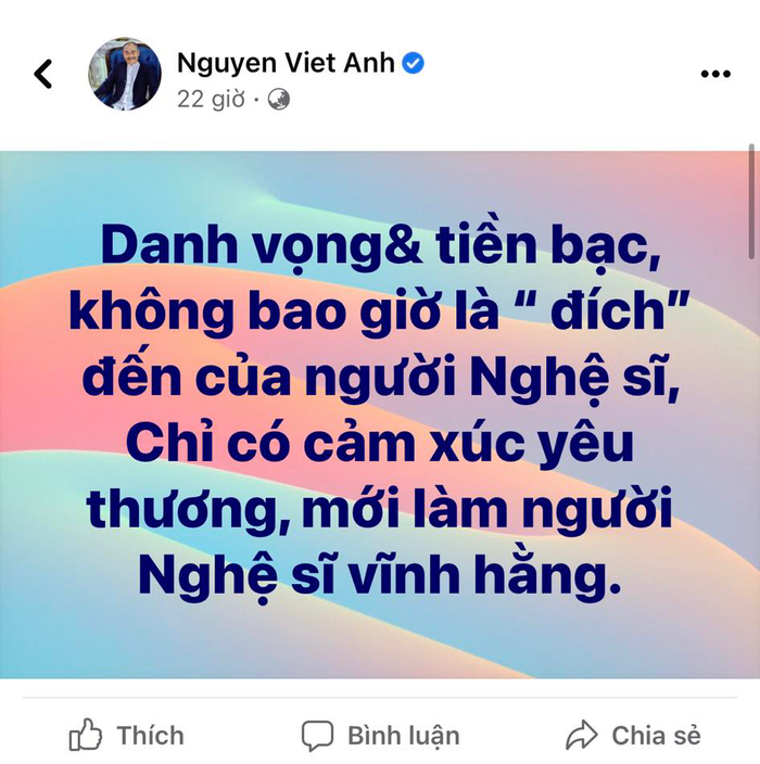 NSND Việt Anh có phát ngôn về giới nghệ sĩ.