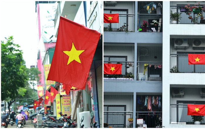Ảnh: Hà Nội từ ngõ nhỏ đến chung cư cờ hoa rợp trời, nhà nhà từng bừng chào mừng ngày 30/4-1/5 Ảnh 2