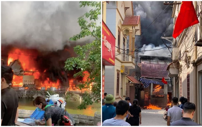 Cháy xưởng sản xuất chăn đệm ở Hà Nội, lửa bốc dữ dội, lan ra nhiều hộ kinh doanh Ảnh 2