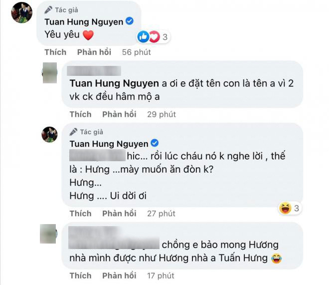 Bình luận của fan và Tuấn Hưng.