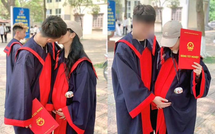 Cặp đôi gây tranh cãi kịch liệt khi khoe ảnh tốt nghiệp cấp 3 khi đang mang bầu, chính chủ nói gì? Ảnh 2