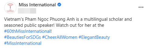 Miss International lại 're-up' hình Phương Anh trên trang chủ đi kèm thách thức: 'Hãy coi chừng cô ấy' Ảnh 4