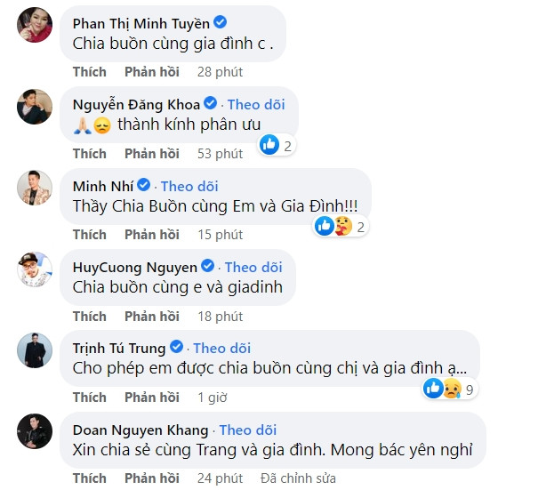 Nhiều nghệ sĩ gửi lời chia buồn đến vợ chồng Thu Trang - Tiến Luật.