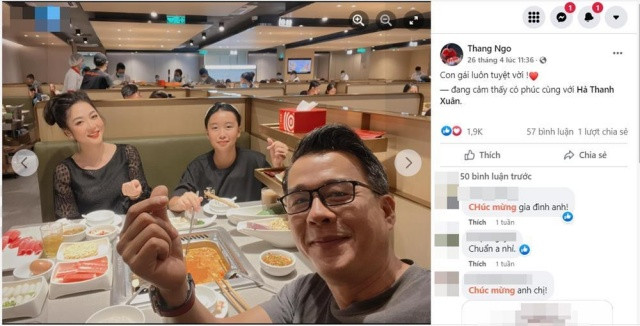 Trước thềm đám cưới, đại gia Thắng Ngô đưa con gái riêng và vợ thứ hai đi ăn tối cùng nhau