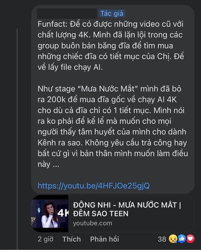 Hình ảnh cho thấy sự tận tâm của N.M.H đối với kênh YouTube FC Đông Nhi.
