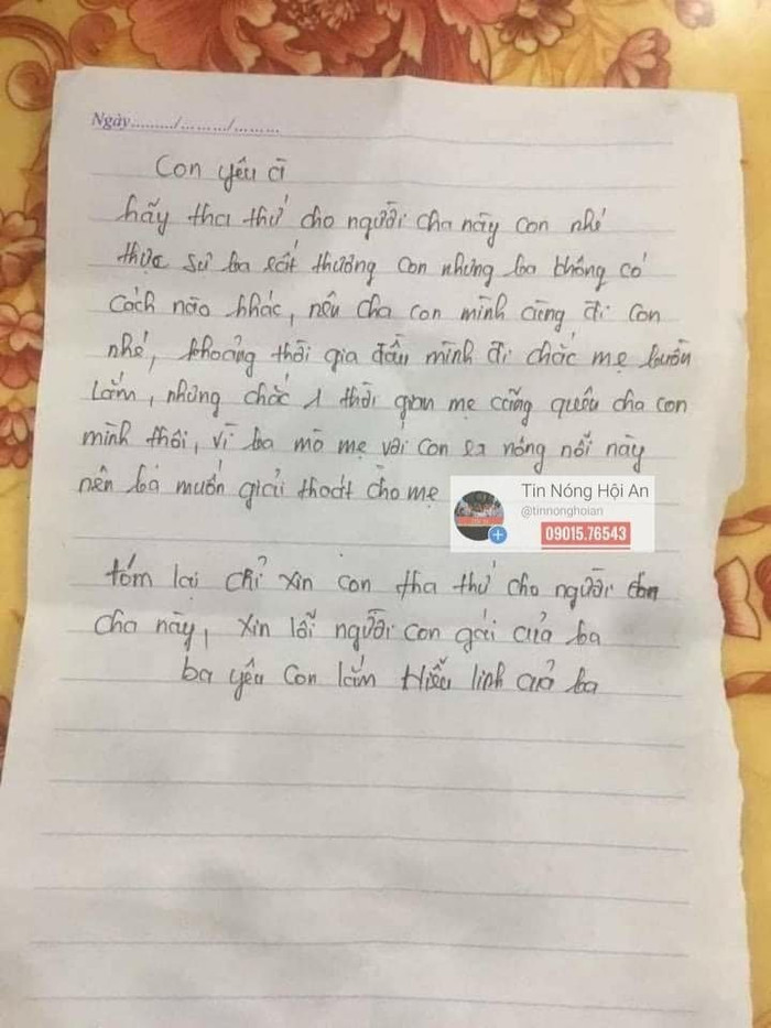 Xôn xao lá thư tuyệt mệnh của ông bố ôm con nhảy cầu Cửa Đại: Kẻ xót thương, người bỉ bôi - Ích kỷ Ảnh 4