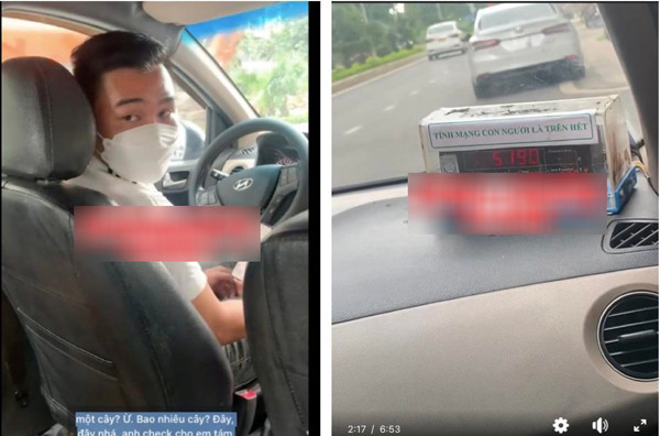 2 người phụ nữ tố tài xế taxi 'chặt chém' quãng đường 14km có giá 519.000 đồng. Ảnh cắt từ clip