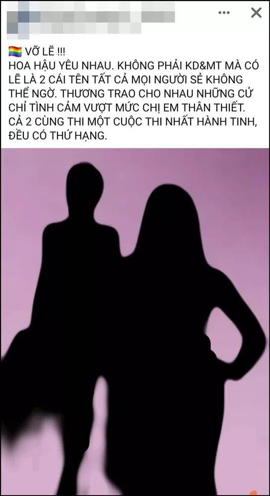 Trên các diễn đàn mạng xã hội xuất hiện tin đồn chuyện tình đồng giới của người đẹp đình đám. 