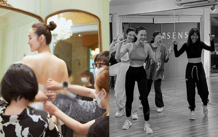 Minh Hằng rục rịch chuẩn bị hôn lễ: Thử váy cưới, tập nhảy cùng hội bạn thân Ảnh 2