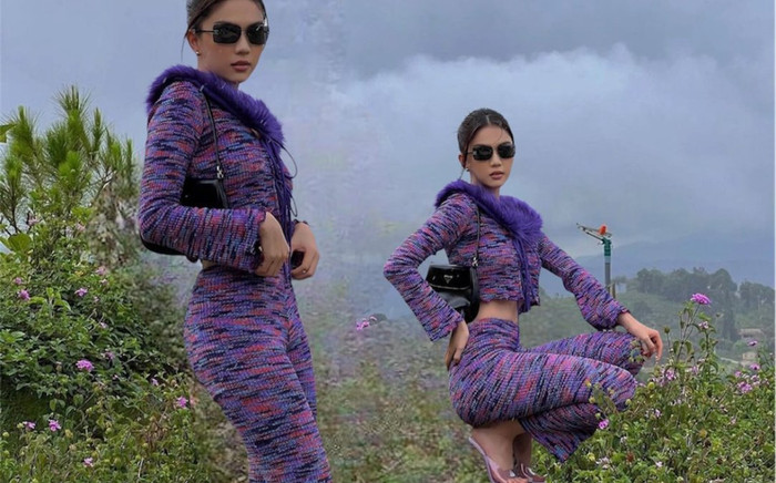 Ngọc Trinh diện nguyên cây tím, cộng đồng mạng nói đùa: 'Kendall Trà Vinh' Ảnh 2