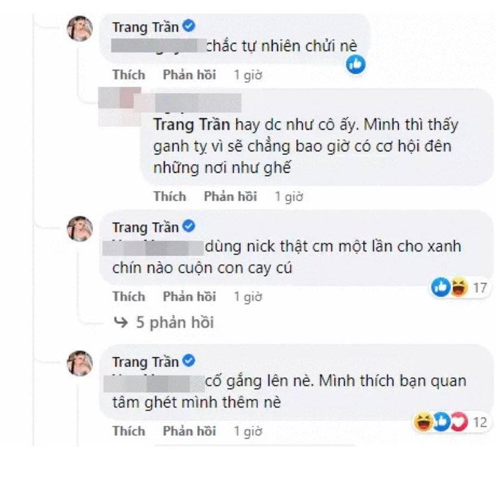 Bình luận của khán giả và Trang Trần.