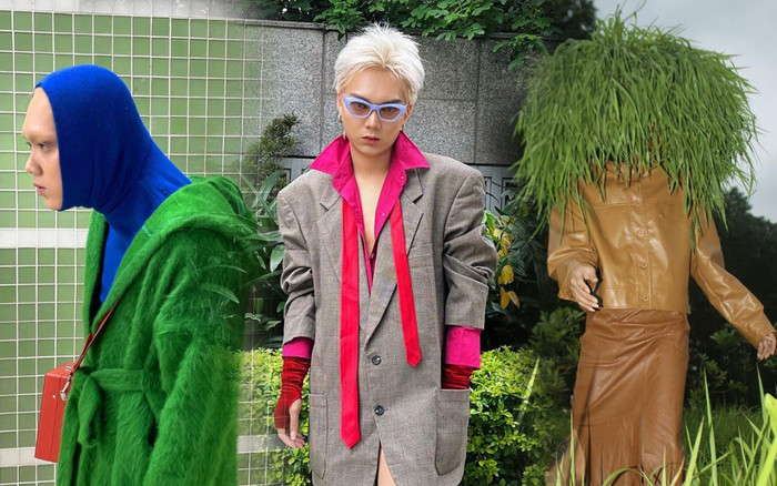 Loạt đồ tự chế 'ô dề' của Mèo Thoại: Hết không mặc quần lại đến đội cả bụi cây lên đầu Ảnh 2