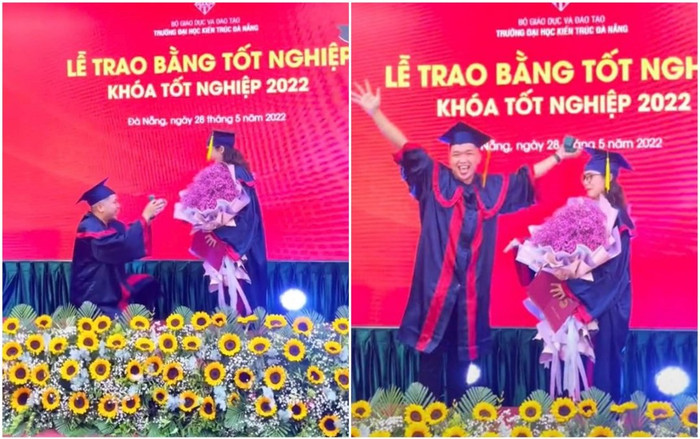 Nam sinh bất ngờ cầu hôn bạn gái trong lễ tốt nghiệp Đại học Ảnh 2