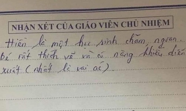 'Hiền là một học sinh rất chăm ngoan. Bé rất thích vẽ và có năng khiếu diễn xuất (nhất là vai ác)'. (Ảnh: Hoàng Việt)