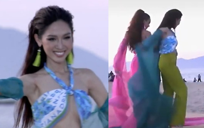 Đỗ Nhật Hà gặp sự cố để lộ vòng 1 khi đi catwalk, một đồng nghiệp liền tung tà áo che chắn cho đàn em Ảnh 2