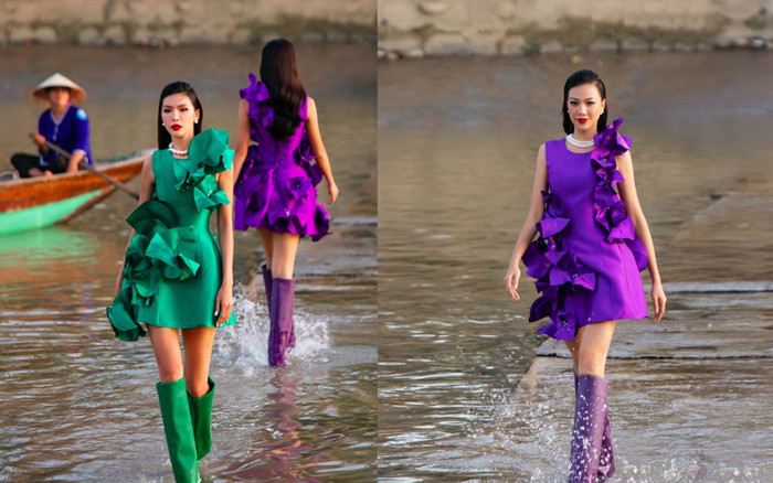 Chưa từng có tại Vbiz: Sàn catwalk đặt ngay dưới sông, người mẫu 'lướt trên mặt nước' Ảnh 2