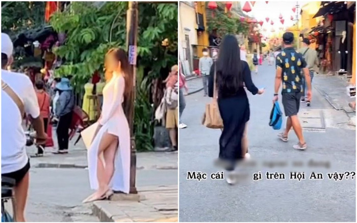 Lại xuất hiện 2 cô gái mặc áo dài... với quần đùi, tạo dáng chụp ảnh ở Hội An gây xôn xao mạng xã hội Ảnh 2