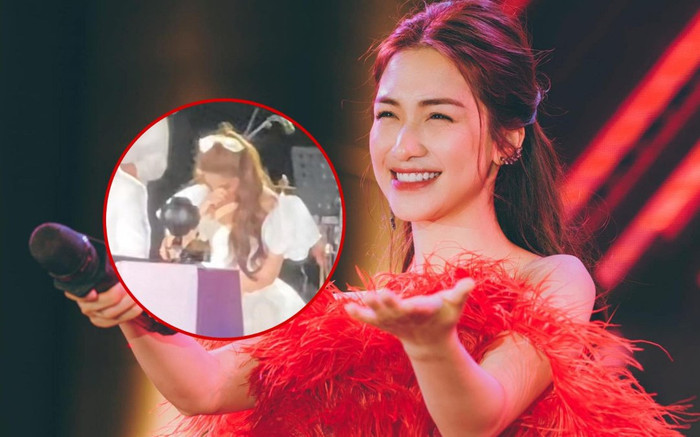 Xôn xao khoảnh khắc Hòa Minzy bật khóc trên sân khấu, phải liên tục dùng tay lau nước mắt? Ảnh 2