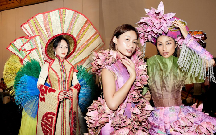 Đột nhập hậu trường quốc phục của Top 41 Hoa hậu Hoàn vũ: Chiếu Cà Mau, vựa ve chai lên sóng Ảnh 2