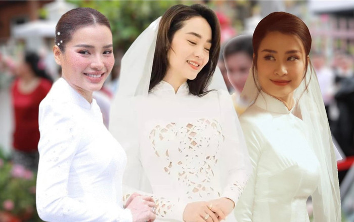 Những mỹ nhân Việt chọn áo dài trắng trong lễ cưới: Minh Hằng nổi bật, Đông Nhi 'sang chảnh' Ảnh 2