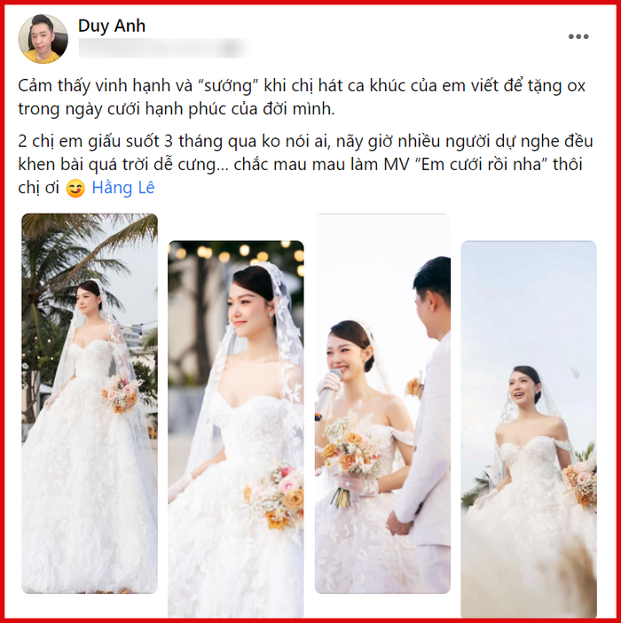'Cha đẻ' hit của Ngô Kiến Huy úp mở việc Minh Hằng sẽ tung MV cho ca khúc vừa hát trong đám cưới? Ảnh 3