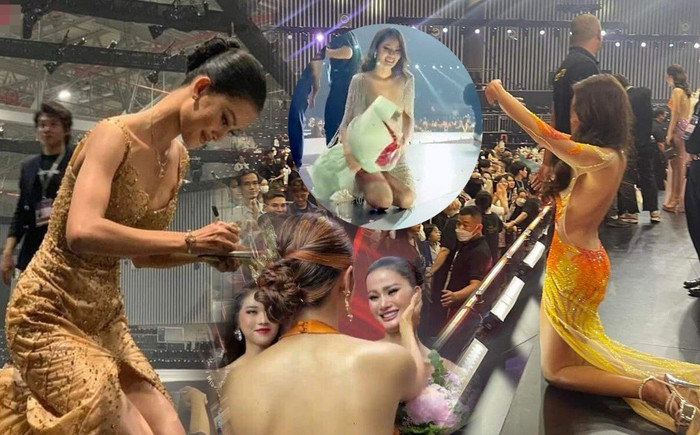 Khoảnh khắc xúc động: Lệ Nam, Hoàng Phương quỳ gối cảm ơn khán giả trong chung kết Miss Universe VN Ảnh 2