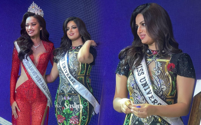 Ngọc Châu đọ sắc cùng đương kim Hoa hậu Hoàn vũ người Ấn Độ, fan chờ đợi khoảnh khắc 'ụp crown' Ảnh 2