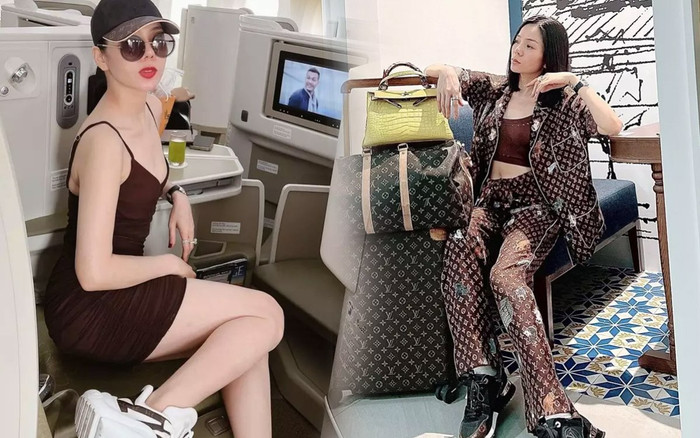 Ngắm thời trang sân bay 'sặc mùi tiền' của Lệ Quyên: Outfit xuề xòa cũng phủ kín hàng hiệu Ảnh 2