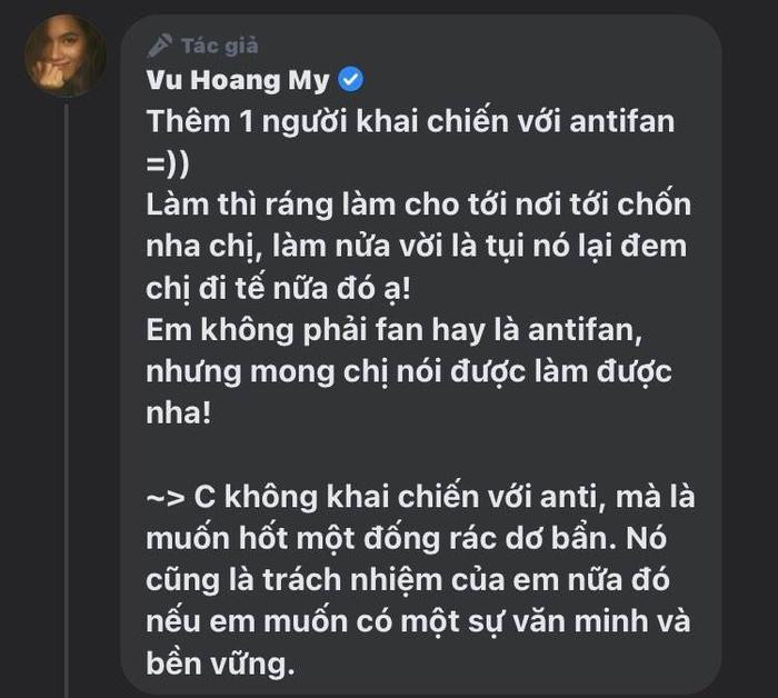 Bị anti-fan công kích, Vũ Hoàng My có phản ứng ra sao? Ảnh 4