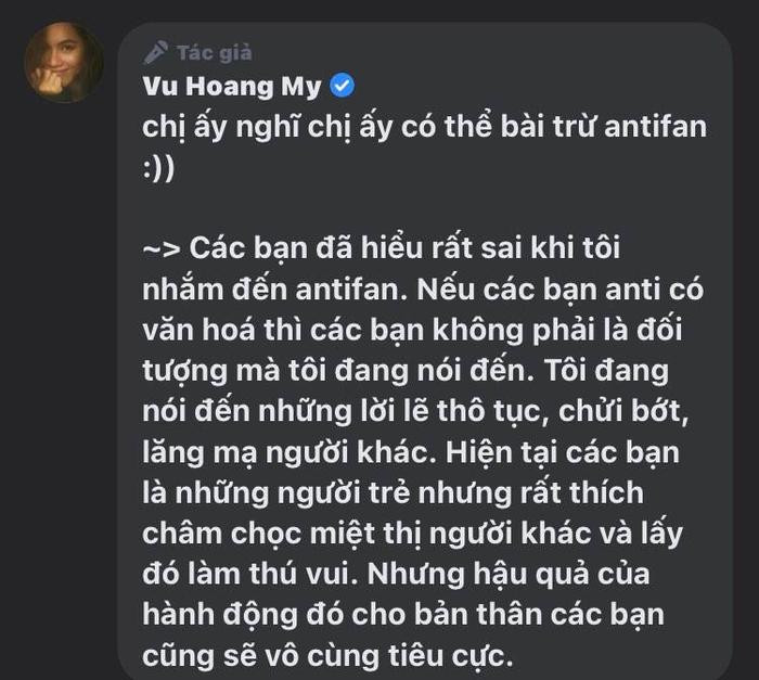 Bị anti-fan công kích, Vũ Hoàng My có phản ứng ra sao? Ảnh 3