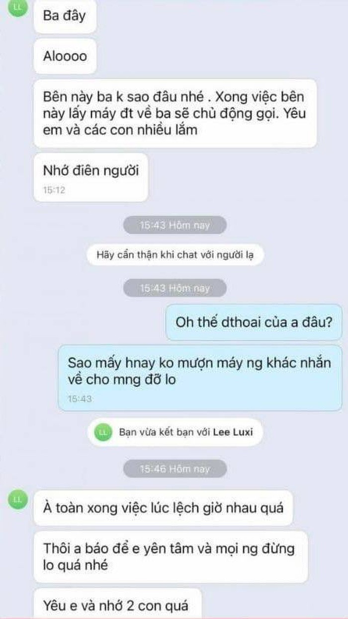 Đoạn tin nhắn được Hồng Đăng gửi cho bà xã từ trời Tây.